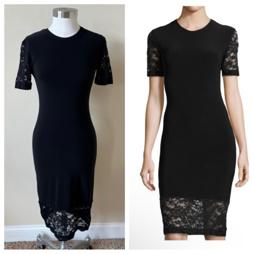 Norma Kamali Kulture lace trim midi dress 13382